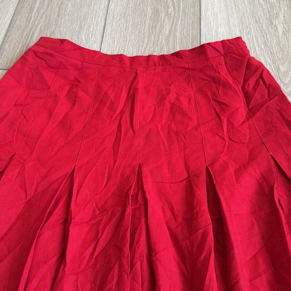 Vintage Lowell & Whitney Red Pleated Wool Skirt - Picture 3 of 9